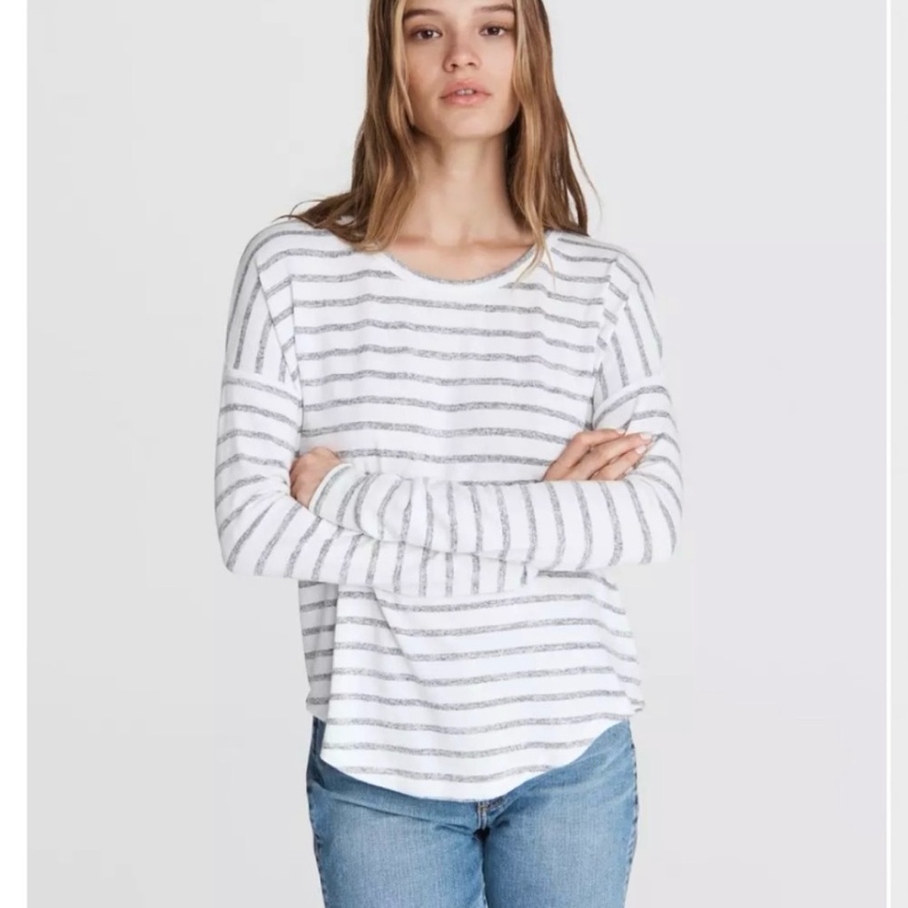 RAG & BONE The Knit Striped Jersey Long Sleeve Shirt Top Size M